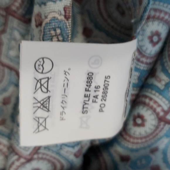 J. Crew geometric 100% Silk Margot Top Blouse size 6 Blue Brown - Picture 4 of 6